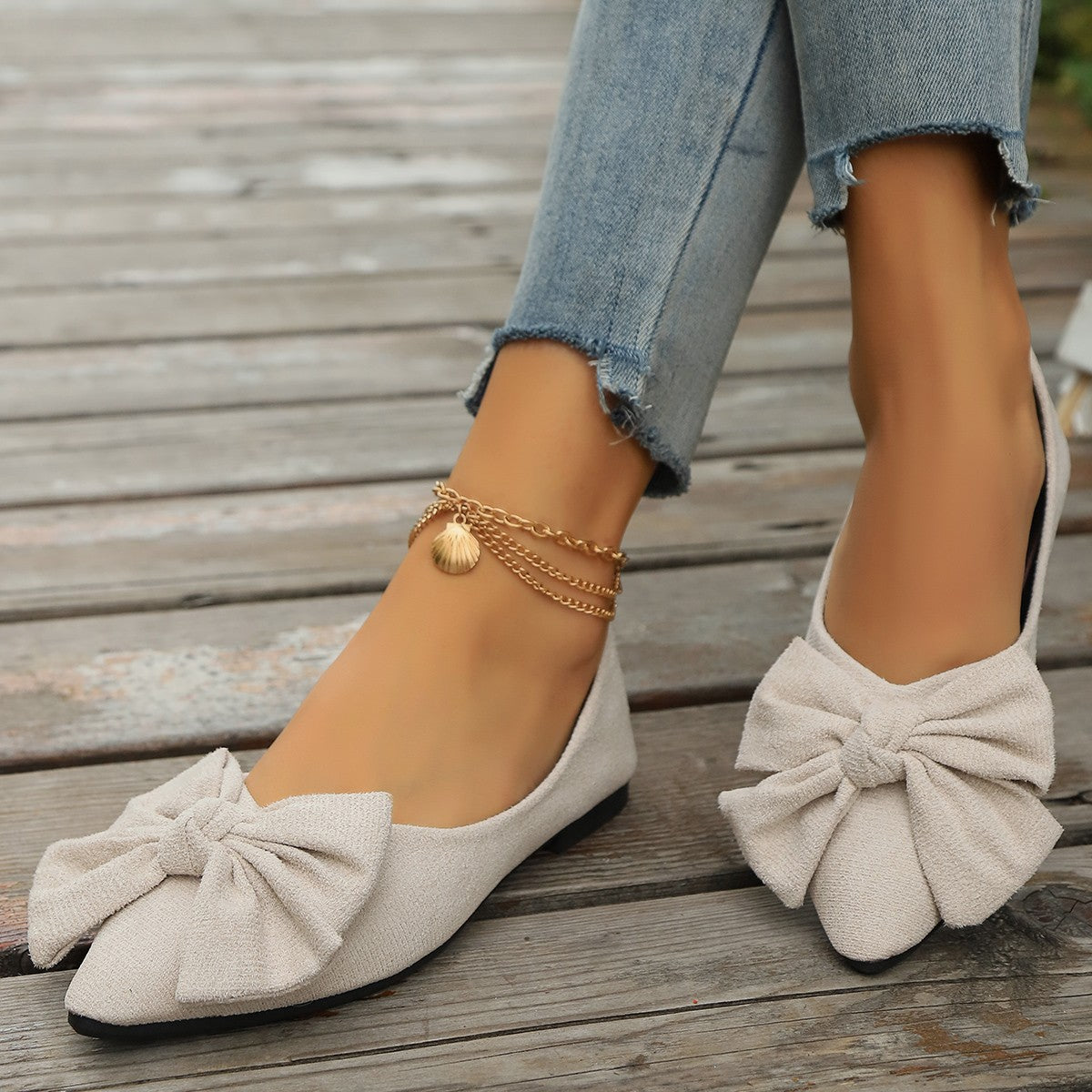Genevieve | Women's Bow Detail Flat Shoes for Every Day