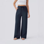 Edith | Ladies Wide Leg Linen Trousers High Waist Drawstring