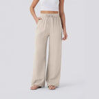 Edith | Ladies Wide Leg Linen Trousers High Waist Drawstring