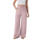 Edith | Ladies Wide Leg Linen Trousers High Waist Drawstring
