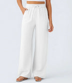 Edith | Ladies Wide Leg Linen Trousers High Waist Drawstring