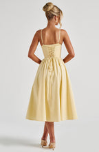 Zara | Lemon Babydoll Spaghetti Strap Corset Midi Dress