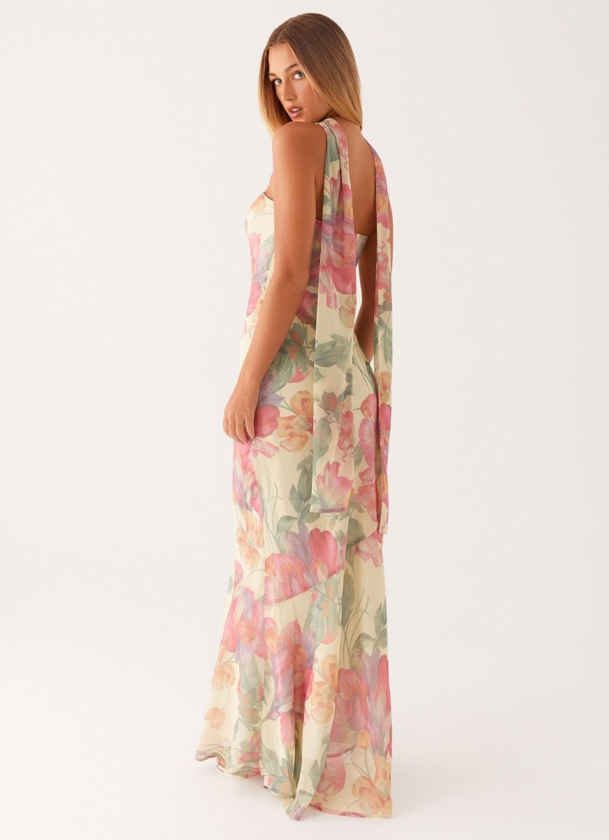 Ophelia | Floral Cold-Shoulder Halter Neck Maxi Dress