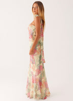 Ophelia | Floral Cold-Shoulder Halter Neck Maxi Dress