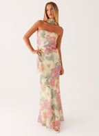 Ophelia | Floral Cold-Shoulder Halter Neck Maxi Dress
