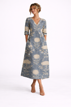 Arabella | Boho Floral Long Sleeve Midi Dress
