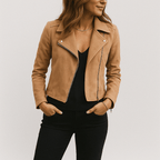 Genevieve | Fringe Leather Biker Jacket For Women