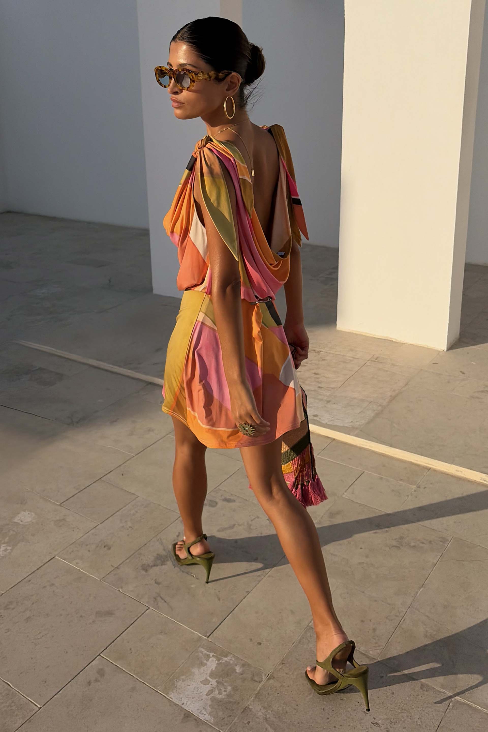 Rosaline | Cowl Neck Abstract Print Mini Dress