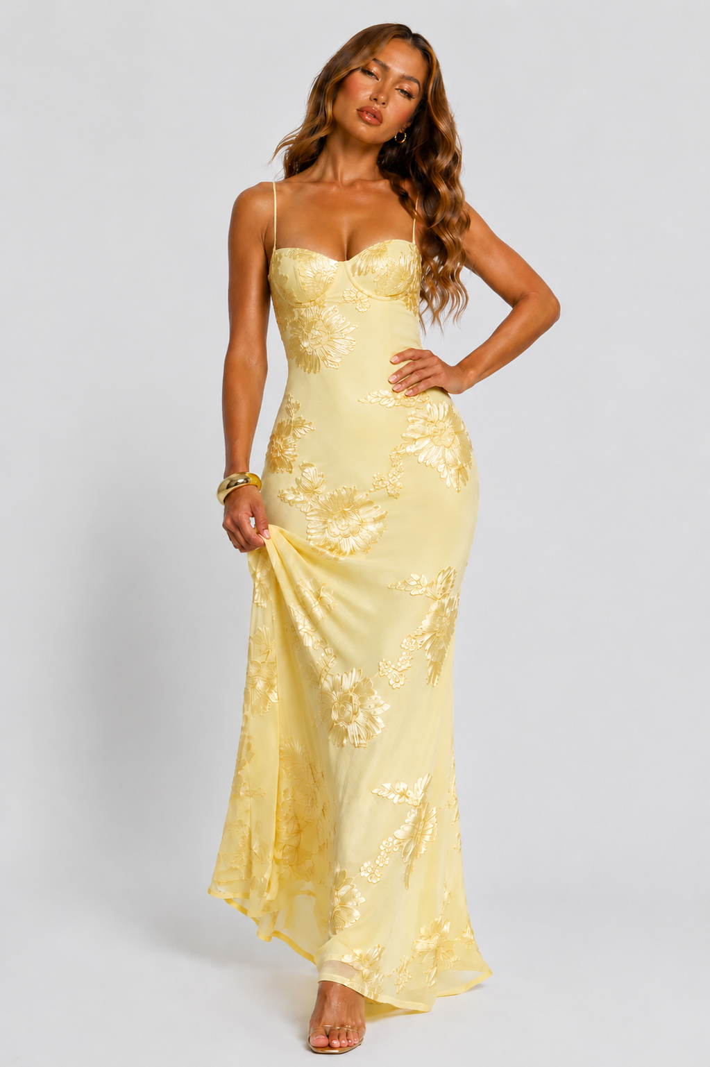Tatiana | Plus Size Evening Gowns Floral Jacquard Maxi Dress