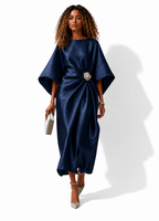 Genevieve | Black Satin Gown For Women Evening Formal Dress