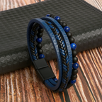 Cornelius | Mens Bracelet Braided Leather Stone Magnetic