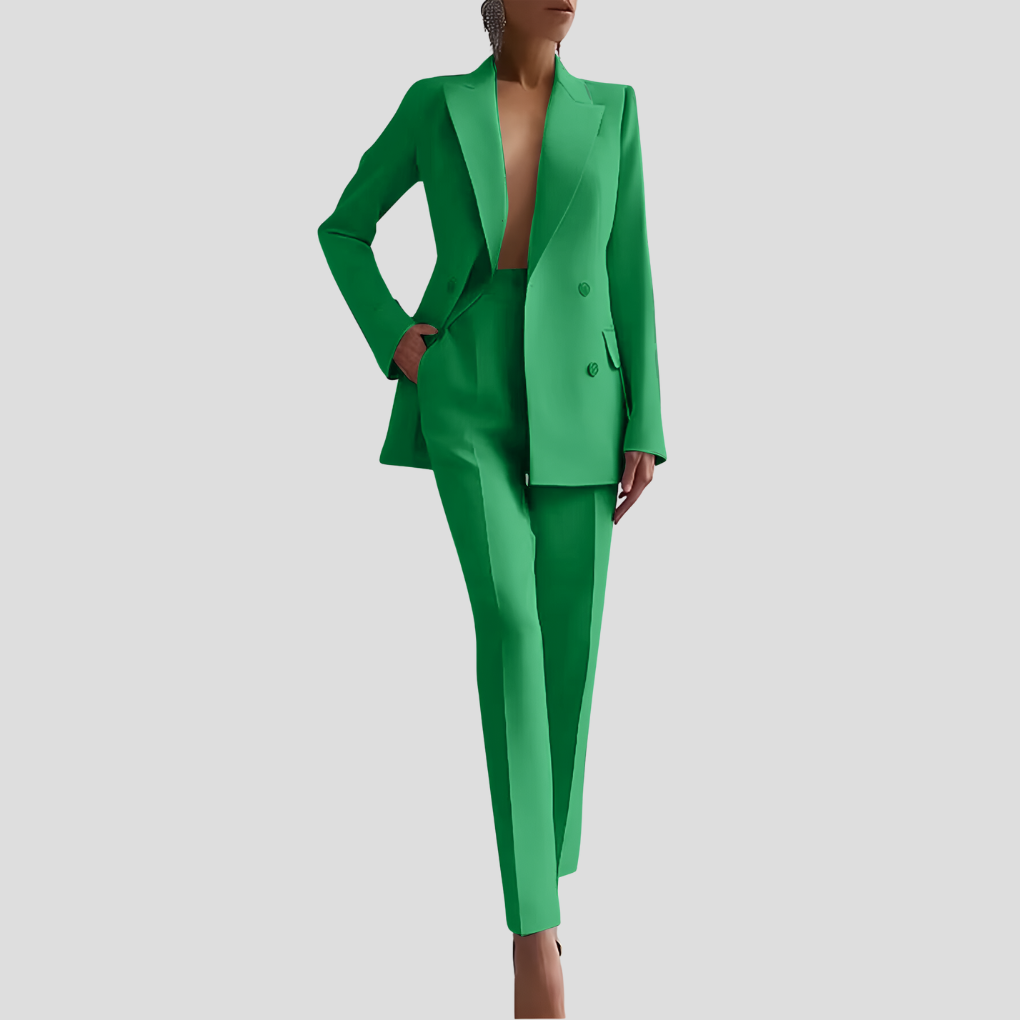 Ghislaine | Womens Velvet Blazer Trouser Co-Ord Set — Green