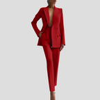 Ghislaine | Womens Velvet Blazer Trouser Co-Ord Set — Red