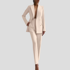 Ghislaine | Womens Velvet Blazer Trouser Co-Ord Set — Beige