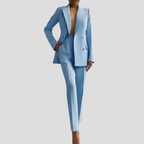Ghislaine | Womens Velvet Blazer Trouser Co-Ord Set — Light Blue