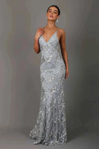 Anouk | Spaghetti Strap Sequin Floor Length Evening Gown