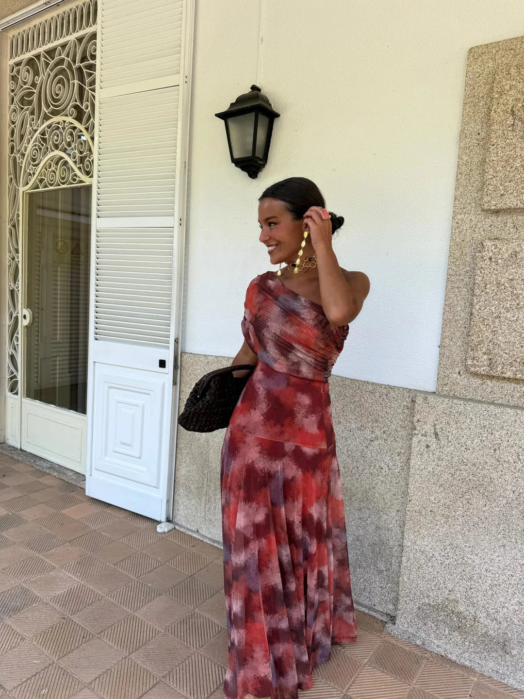 Coralie | One Shoulder Mesh Maxi Dress Evening Occasion