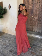Coralie | One Shoulder Mesh Maxi Dress Evening Occasion