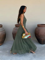 Coralie | One Shoulder Mesh Maxi Dress Evening Occasion