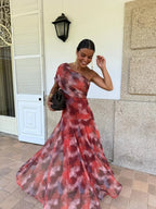 Coralie | One Shoulder Mesh Maxi Dress Evening Occasion