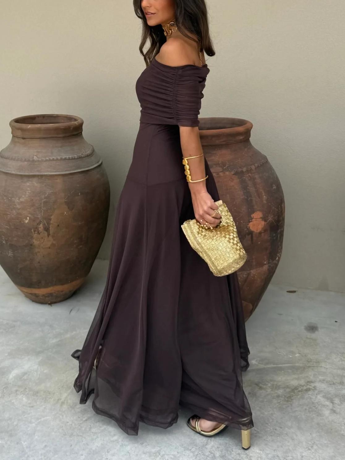 Coralie | One Shoulder Mesh Maxi Dress Evening Occasion