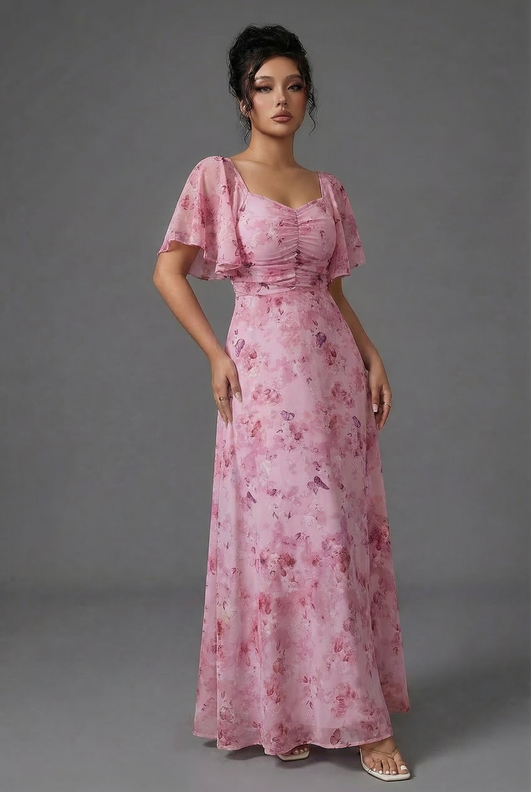 Delia | Floral Bridesmaid Dresses Maxi Wedding Guest Gown