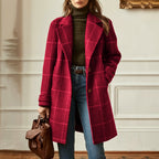 Ingrid | Tailored Wool Blend Notched Lapel Coat — Wine Red