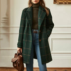 Ingrid | Tailored Wool Blend Notched Lapel Coat — Green