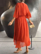 Tamsin | Silk V-Neck Maxi Dress for Weddings & Evening