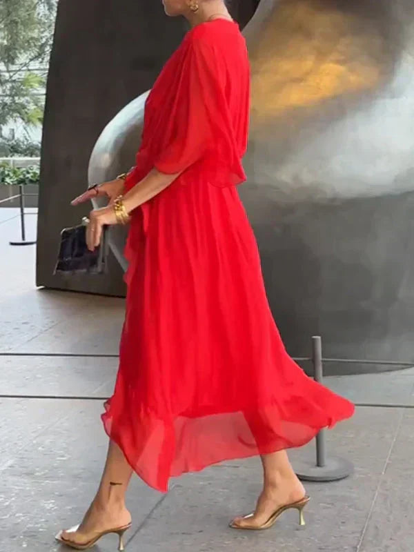 Tamsin | Silk V-Neck Maxi Dress for Weddings & Evening