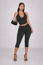 Floriane | Bandage Capri Set Polka Dot Halter Two Piece