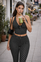 Floriane | Bandage Capri Set Polka Dot Halter Two Piece