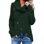 Theodora | Black White Cashmere Knit Cowl Neck Roll V Jumpers — Dark Green