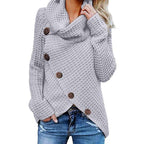 Theodora | Black White Cashmere Knit Cowl Neck Roll V Jumpers — Grey