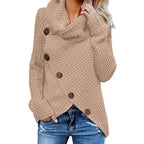 Theodora | Black White Cashmere Knit Cowl Neck Roll V Jumpers — Brown