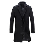 Dermot | Classic Long Winter Trench Coat for Men — Black