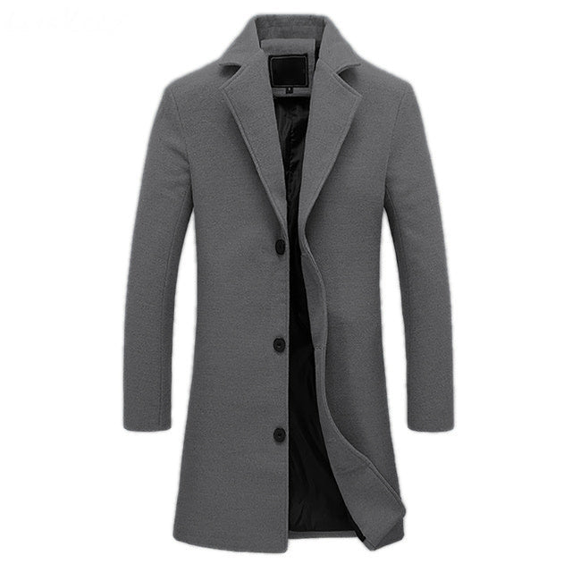 Dermot | Classic Long Winter Trench Coat for Men — Grey