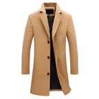 Dermot | Classic Long Winter Trench Coat for Men — Khaki