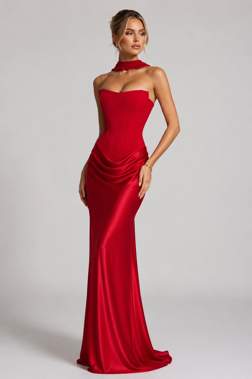 Mirabelle | Corset Satin Bodycon Maxi Dress Wedding Guest
