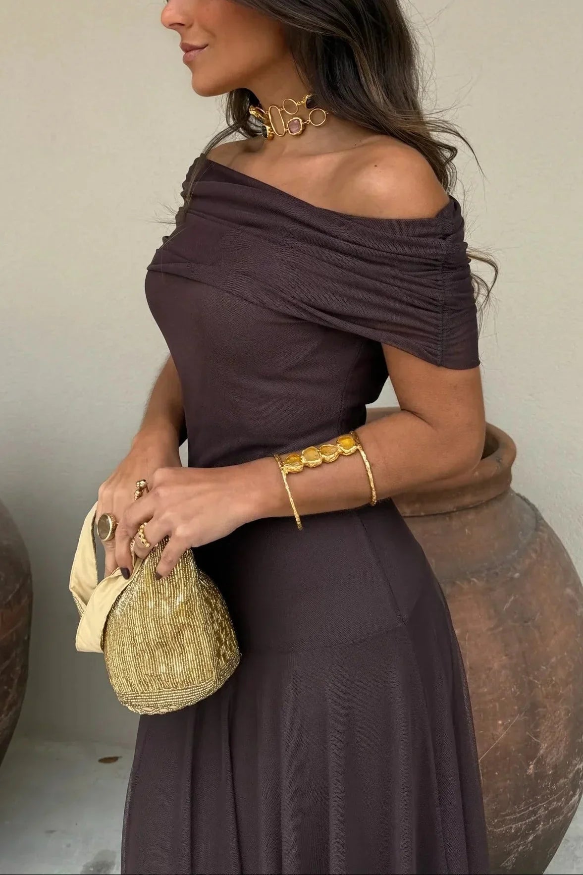 Tatiana | Pleated One-Shoulder Maxi Summer Occasion Dress
