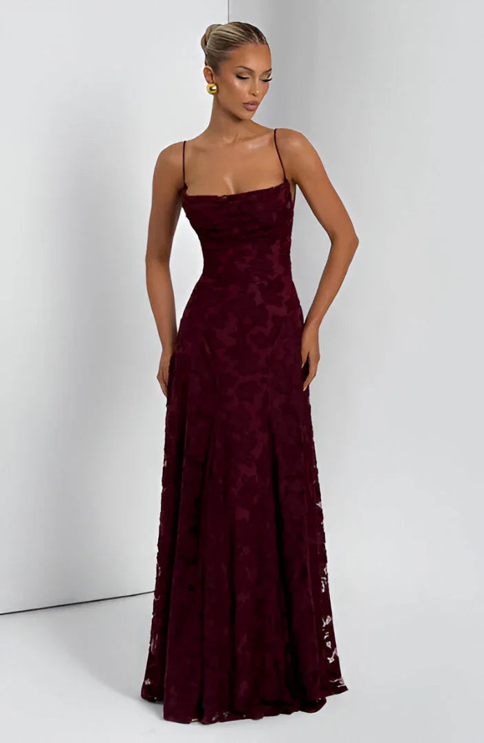 Floriane | Floral Pattern Spaghetti Straps Maxi Occasion Dress