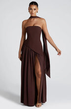 Lucinda | Strapless Corset Split Maxi Occasion Dress