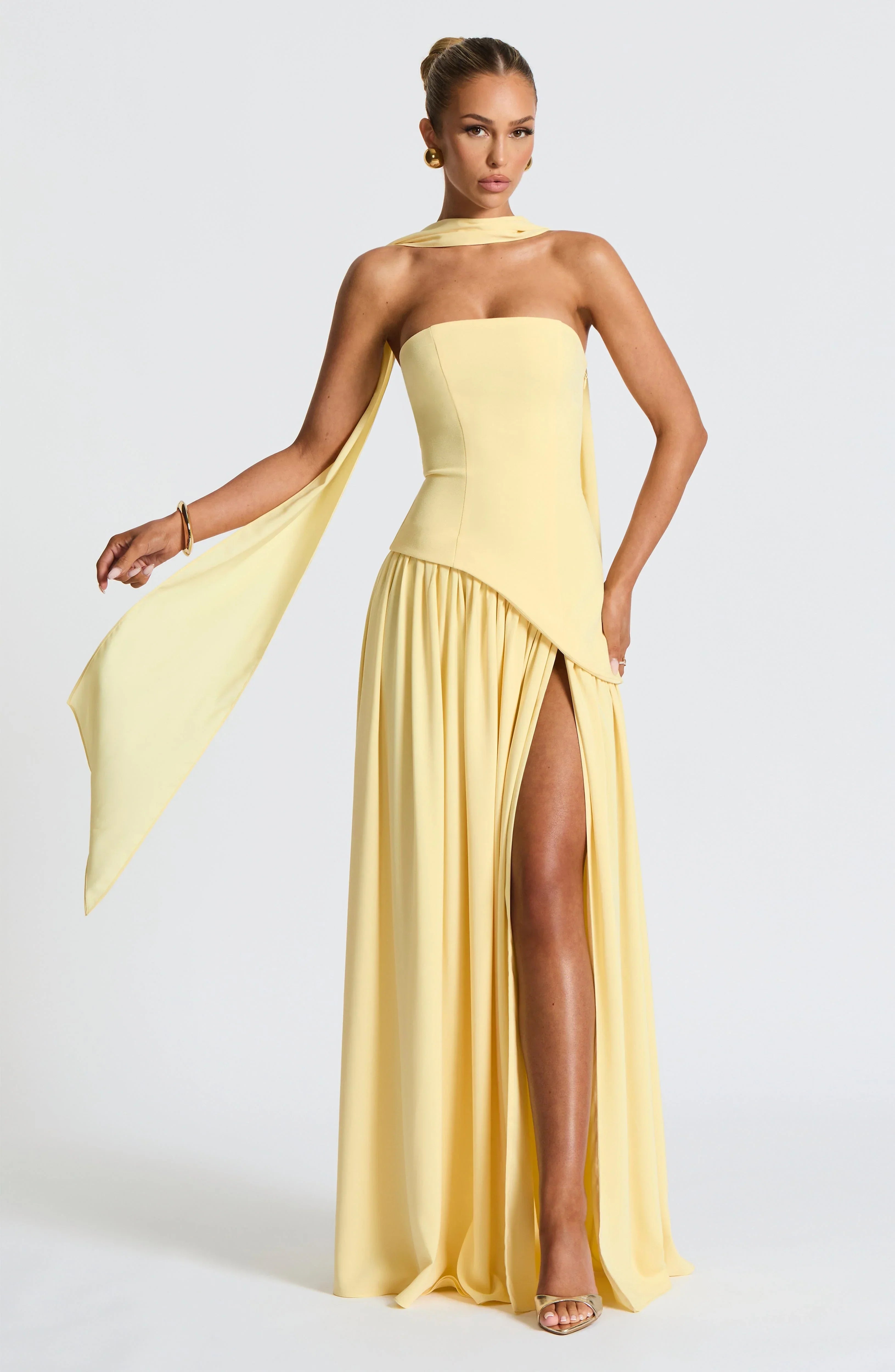Lucinda | Strapless Corset Split Maxi Occasion Dress