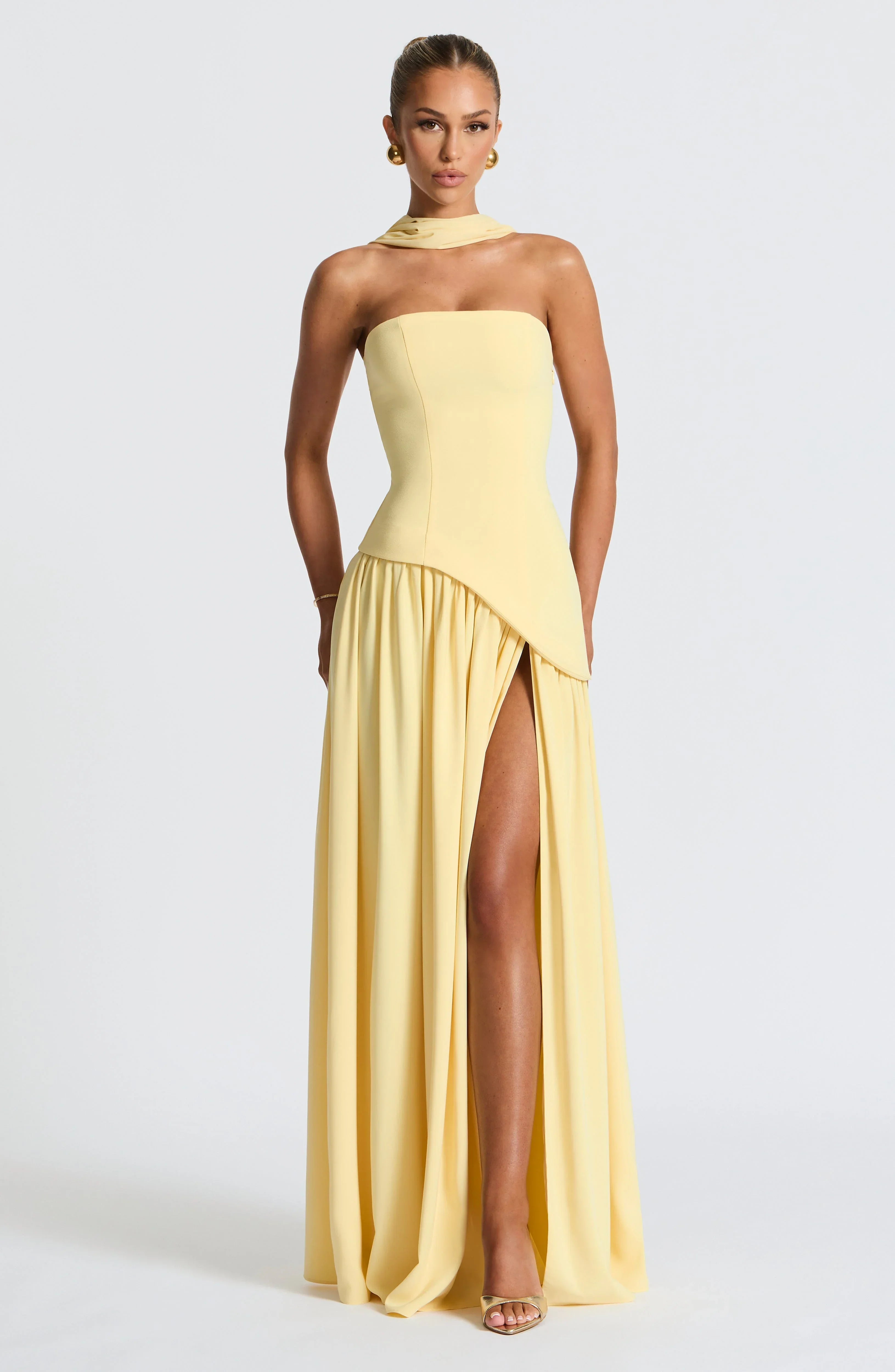 Lucinda | Strapless Corset Split Maxi Occasion Dress