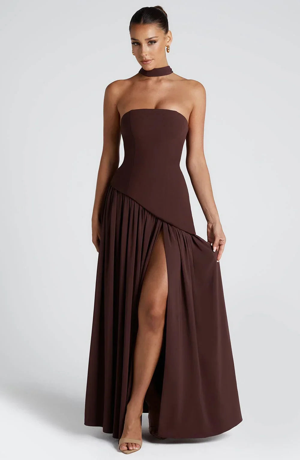 Lucinda | Strapless Corset Split Maxi Occasion Dress