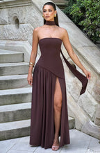 Lucinda | Strapless Corset Split Maxi Occasion Dress