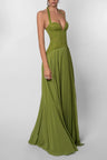 Aurelia | Pleated Corset Maxi Dress Green Occasion Wear