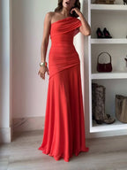 Beatrix | Women Asymmetric Ruched Maxi Evening Dress