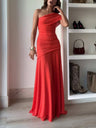 Beatrix | Women Asymmetric Ruched Maxi Evening Dress
