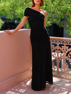 Beatrix | Women Asymmetric Ruched Maxi Evening Dress